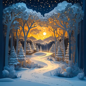 雪夜童话森林