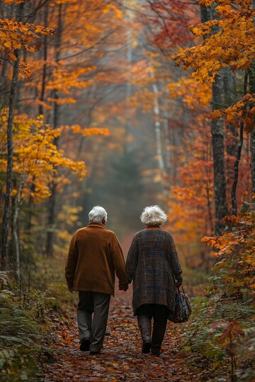 秋叶林中情侣漫步2