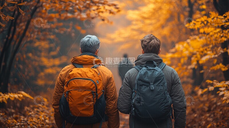高清大图下载【趣麦麦图】两人徒步同行1