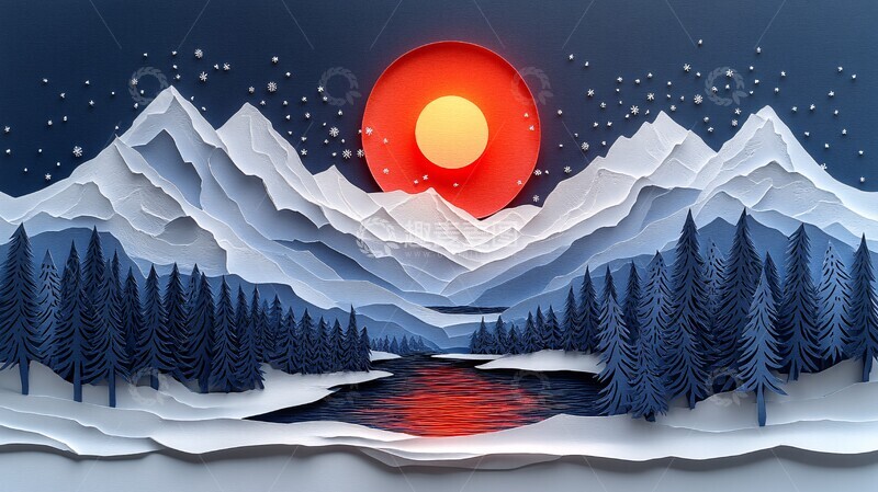 高清大图下载【趣麦麦图】冬日湖畔森林