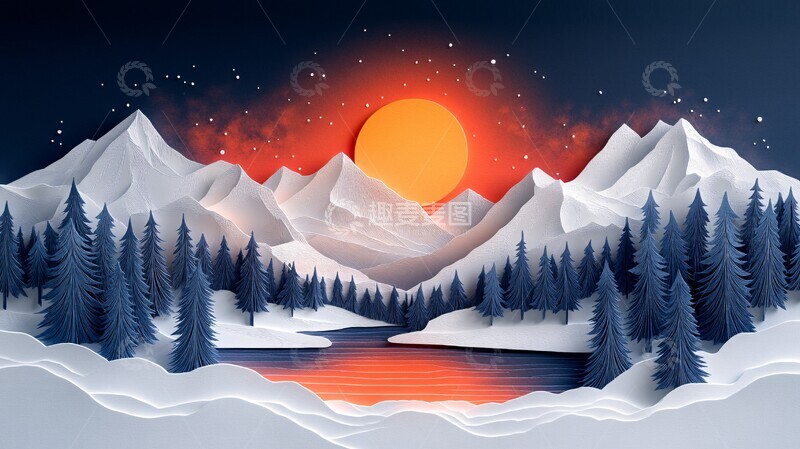 高清大图下载【趣麦麦图】冬日湖畔森林1