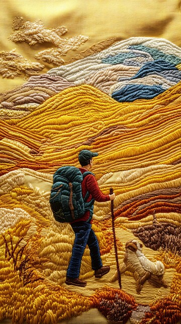 青年背包徒步与狗3