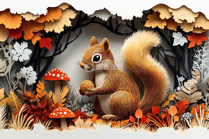 高清大图下载【趣麦麦图】秋日林地细作1