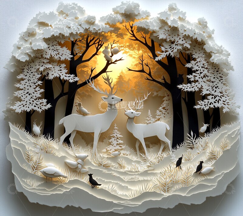 高清大图下载【趣麦麦图】黑墨森林纸雕艺术