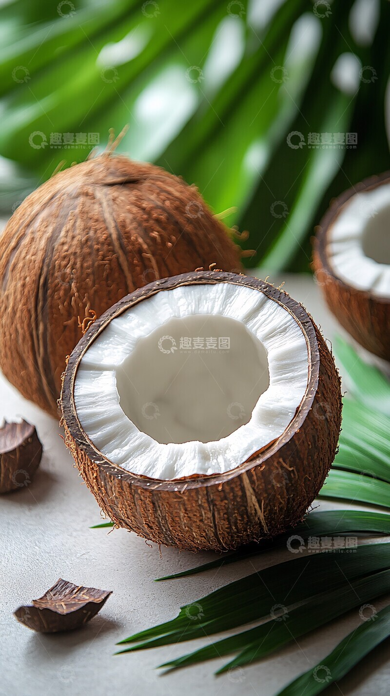 高清大图下载【趣麦麦图】椰子切面与椰肉