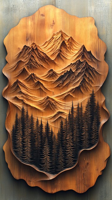 木雕山水画木雕山水山峰3