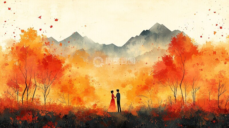 高清大图下载【趣麦麦图】秋山共呼吸呼吸安全感图片1