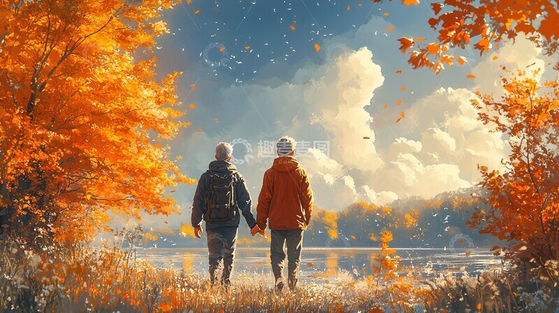 高清大图下载【趣麦麦图】两人徒步同行2