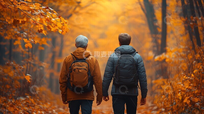 高清大图下载【趣麦麦图】两人徒步同行