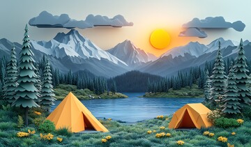 卡通风格露营场景1