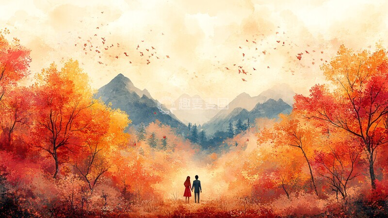 高清大图下载【趣麦麦图】秋山共呼吸呼吸安全感图片2