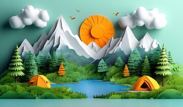 卡通风格露营场景2