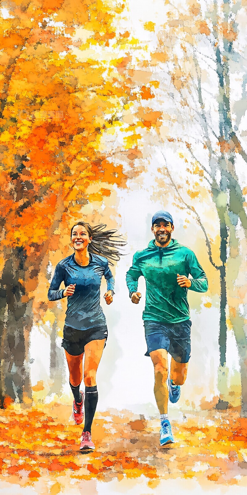 高清大图下载【趣麦麦图】秋日公园奔跑