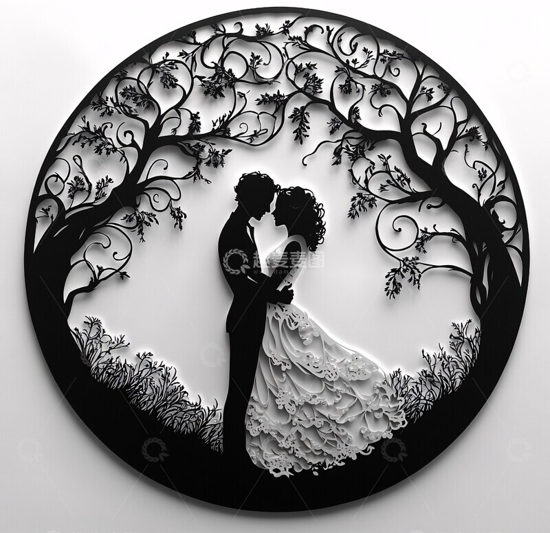 高清大图下载【趣麦麦图】恋人树下相拥