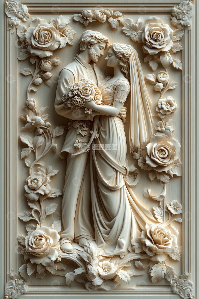 高清大图下载【趣麦麦图】新娘新郎相拥花丛