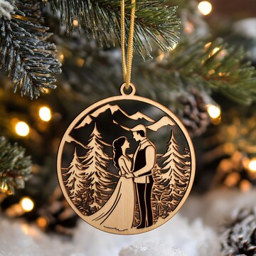 新婚夫妇激光雕刻圣诞装饰3