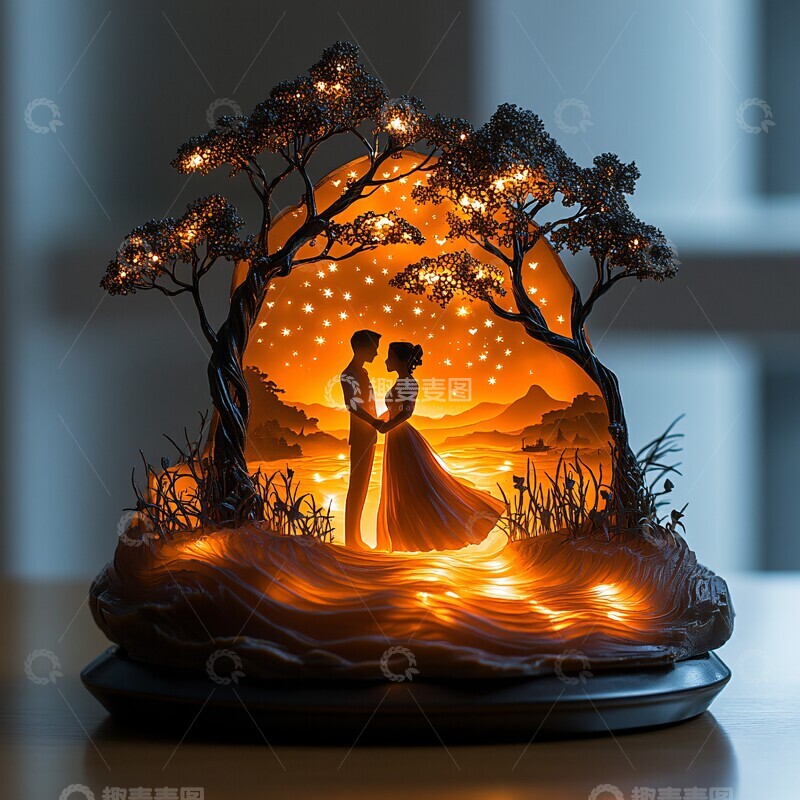 高清大图下载【趣麦麦图】情人节光影雕塑2