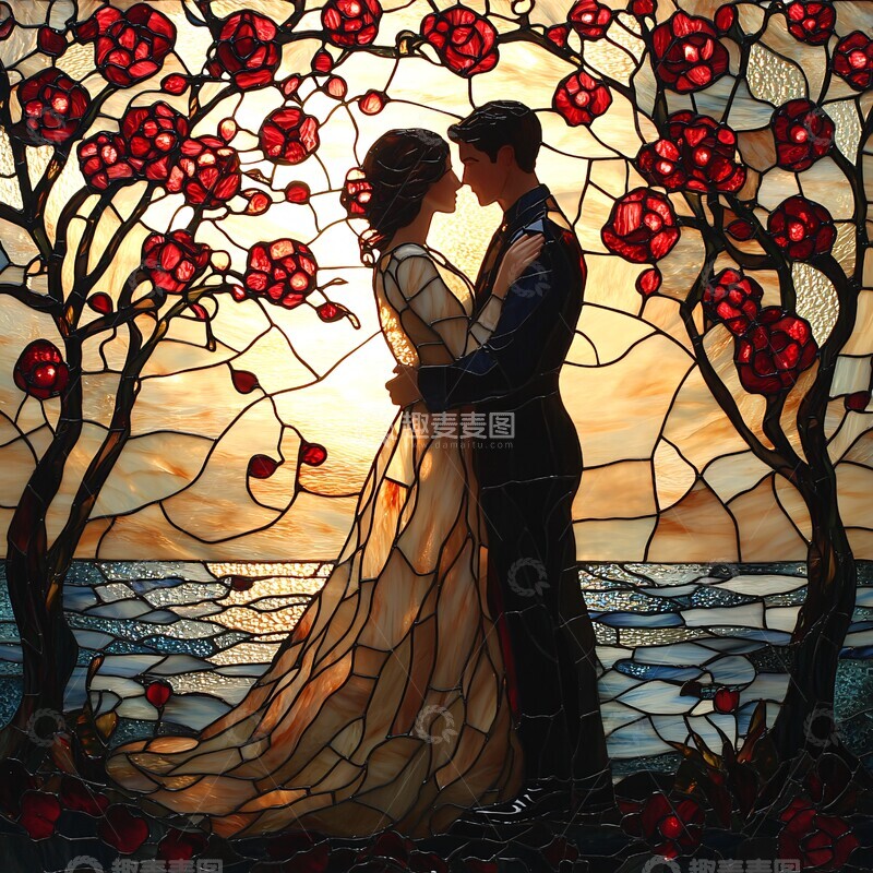 高清大图下载【趣麦麦图】樱花下相拥樱花相拥海岸2