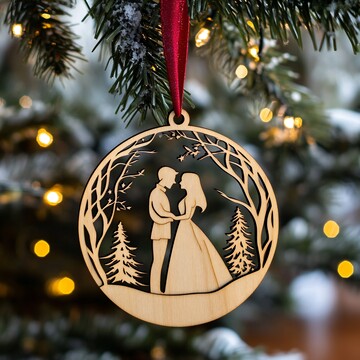 新婚夫妇激光雕刻圣诞装饰1