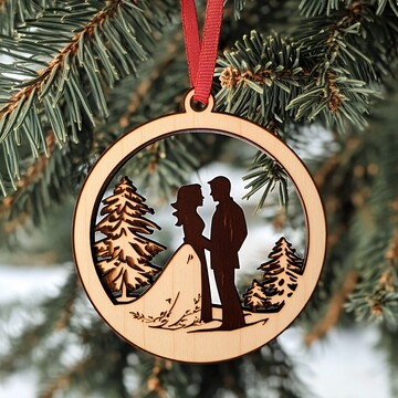 新婚夫妇激光雕刻圣诞装饰2