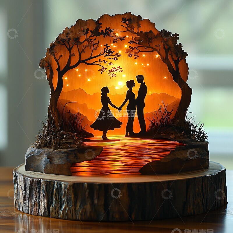 高清大图下载【趣麦麦图】情人节光影雕塑1