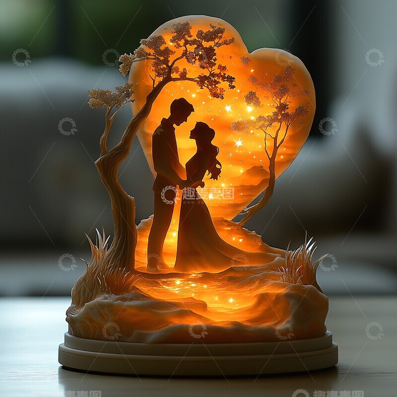 高清大图下载【趣麦麦图】情人节光影雕塑3