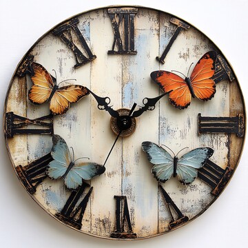 古董木钟蝴蝶图2
