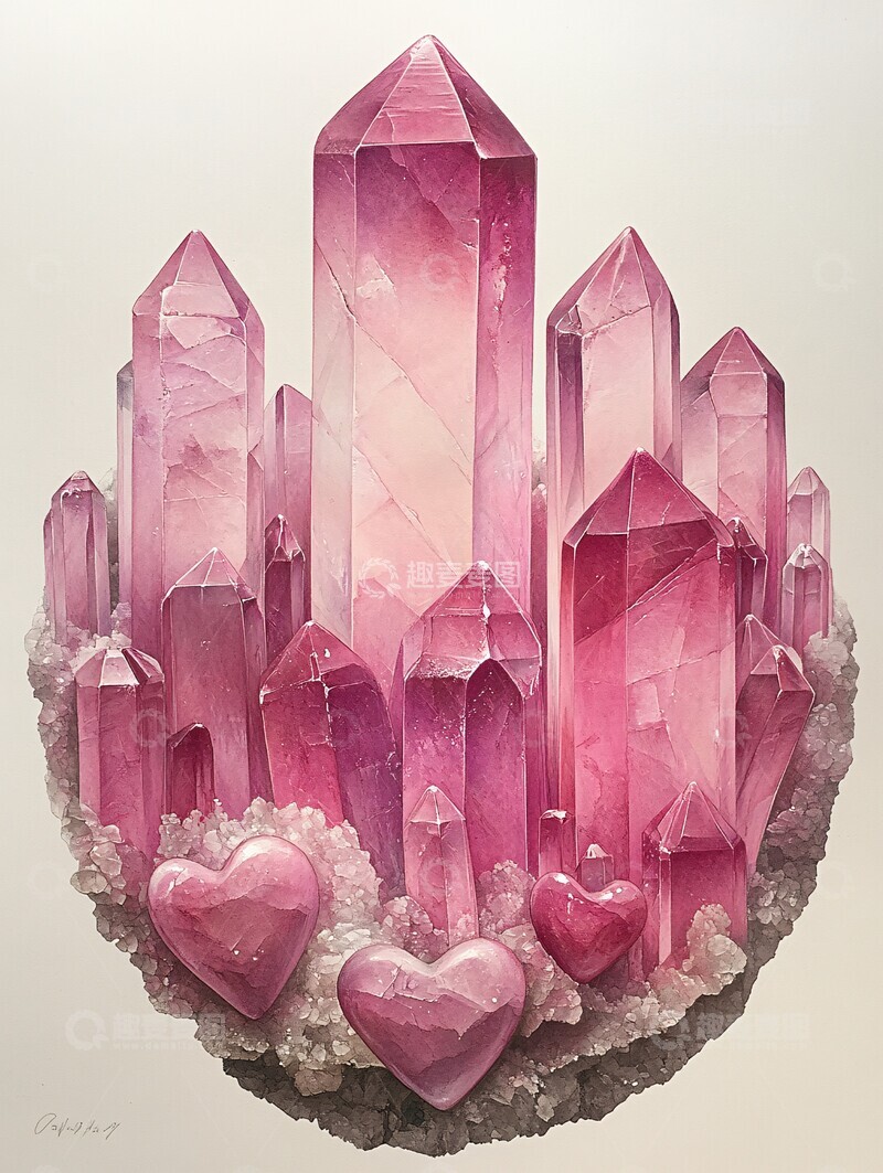 高清大图下载【趣麦麦图】粉色水晶圆环图1