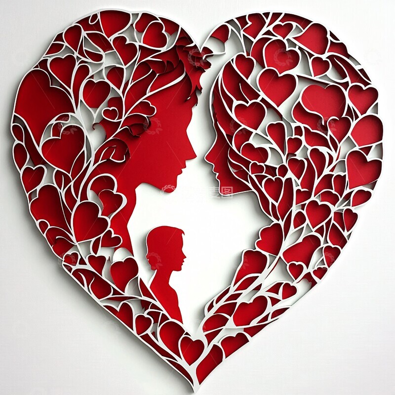 高清大图下载【趣麦麦图】情人节剪纸男女2
