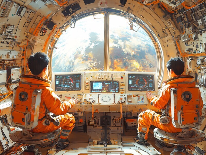 高清大图下载【趣麦麦图】宇航员出舱瞬间1