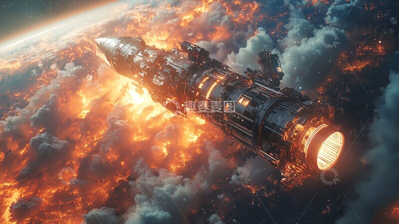高清大图下载【趣麦麦图】宇航员火箭空间站