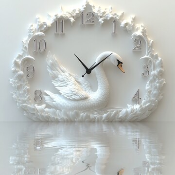 天鹅湖景三维挂钟3