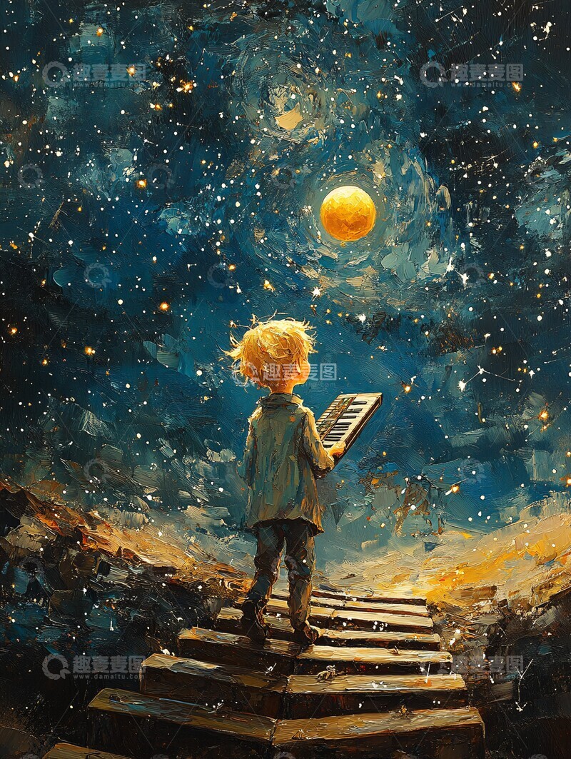 高清大图下载【趣麦麦图】小王子弹奏星海