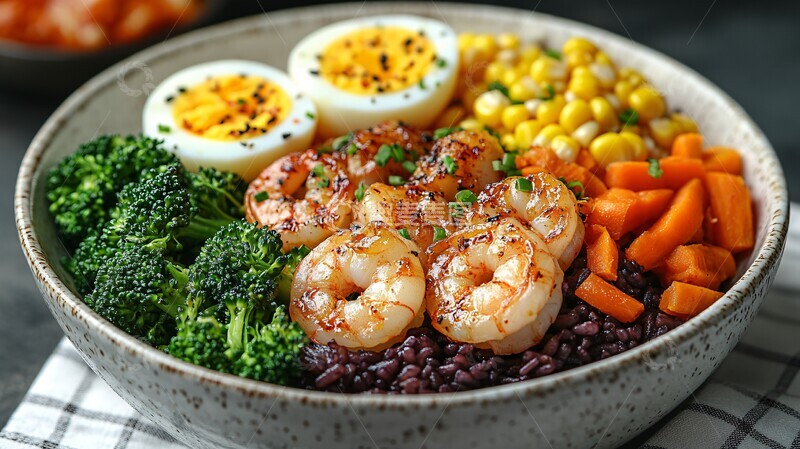 紫黑米虾仁蔬菜饭2