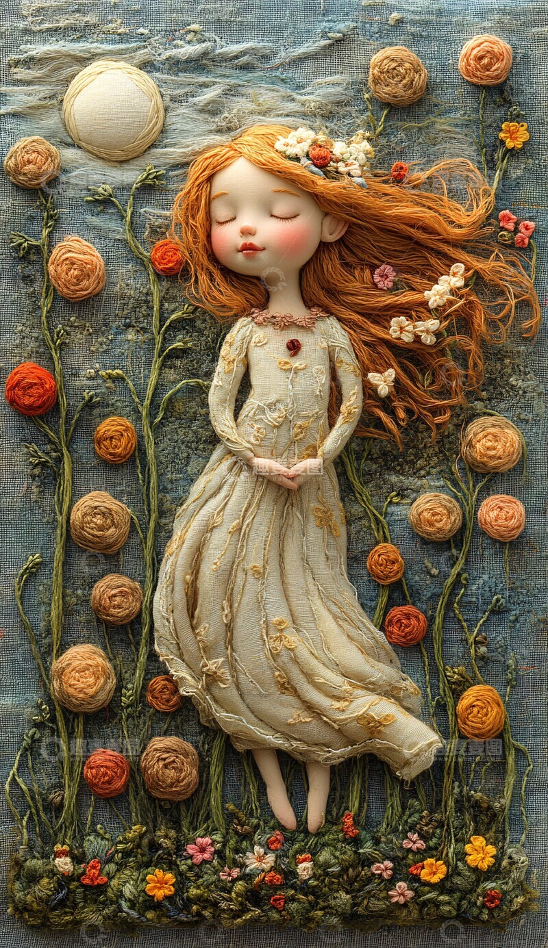 高清大图下载【趣麦麦图】花仙子刺绣图案