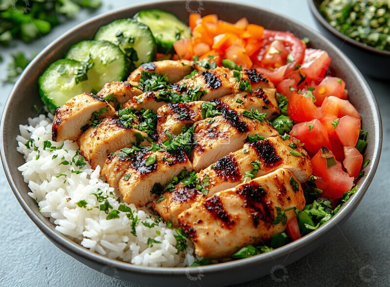 高清大图下载【趣麦麦图】烤鸡蔬菜饭碗2