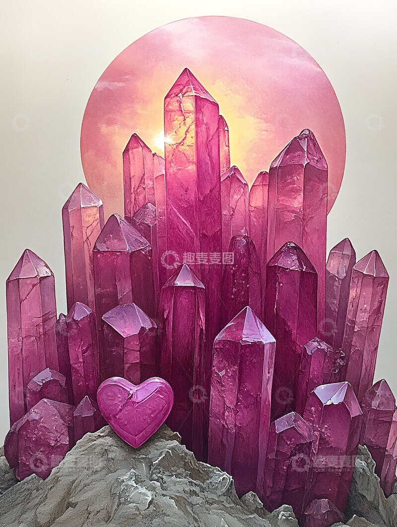 高清大图下载【趣麦麦图】粉色水晶圆环图2