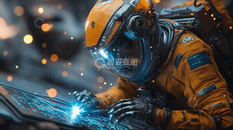高清大图下载【趣麦麦图】太空机器人焊接