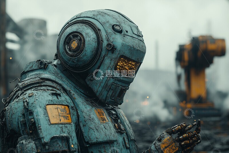 高清大图下载【趣麦麦图】工人焊接机械臂递铁2