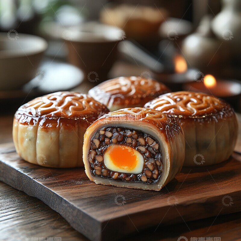 高清大图下载【趣麦麦图】红豆蛋黄球红豆蛋黄甜点1