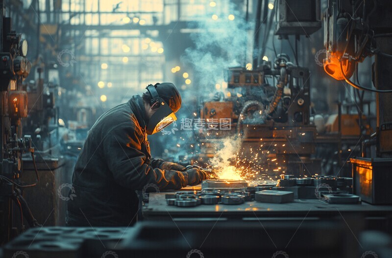 高清大图下载【趣麦麦图】焊接工人与机械1