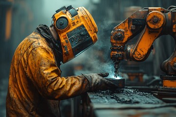 工人焊接机械臂递铁1