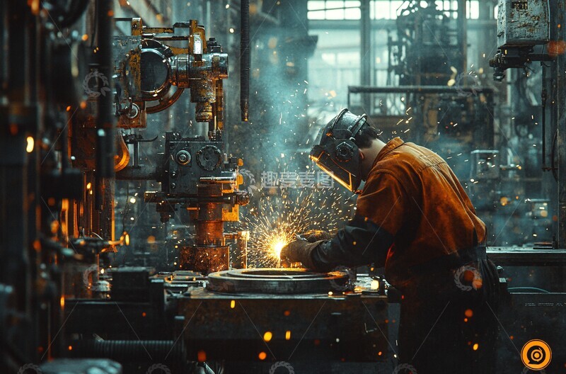 高清大图下载【趣麦麦图】焊接工人与机械
