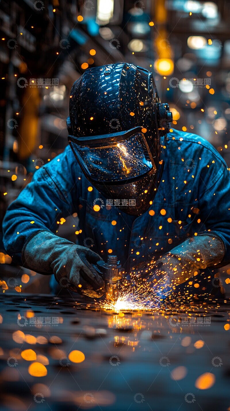 高清大图下载【趣麦麦图】现代焊工焊接场景