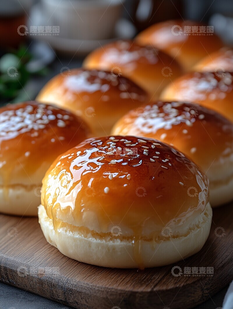 高清大图下载【趣麦麦图】蜂蜜釉圆面包2