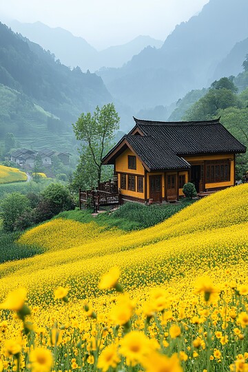油菜花田别墅景1