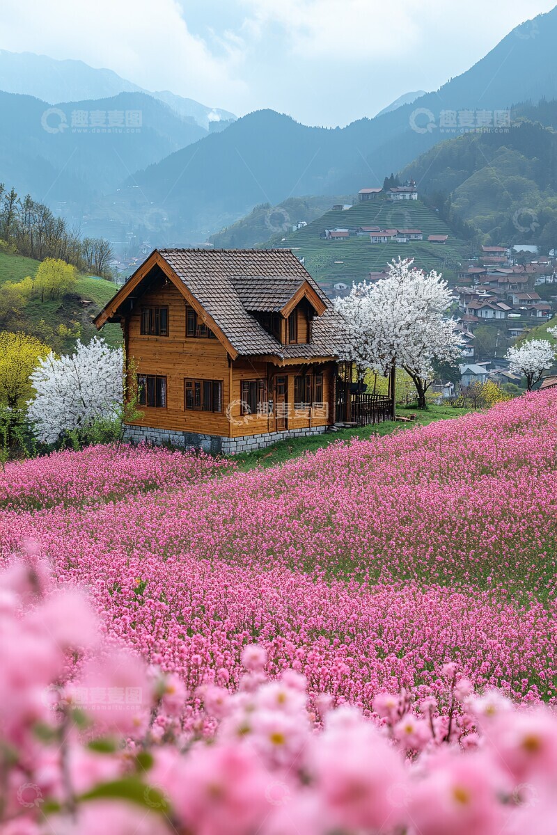 高清大图下载【趣麦麦图】油菜花田中的房屋3