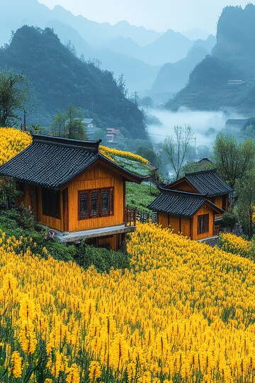 油菜花田别墅景2