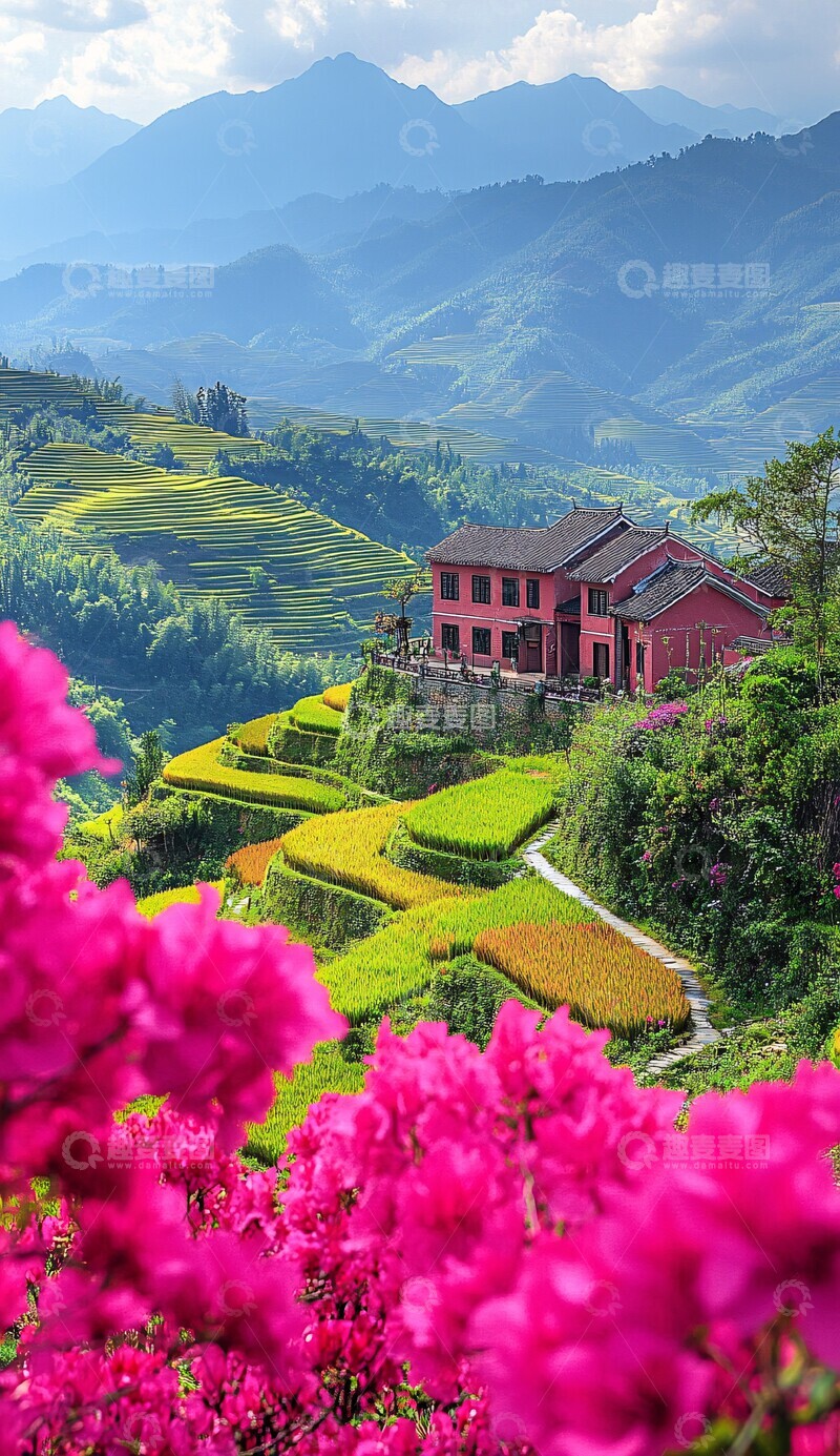 高清大图下载【趣麦麦图】山间梯田春景2
