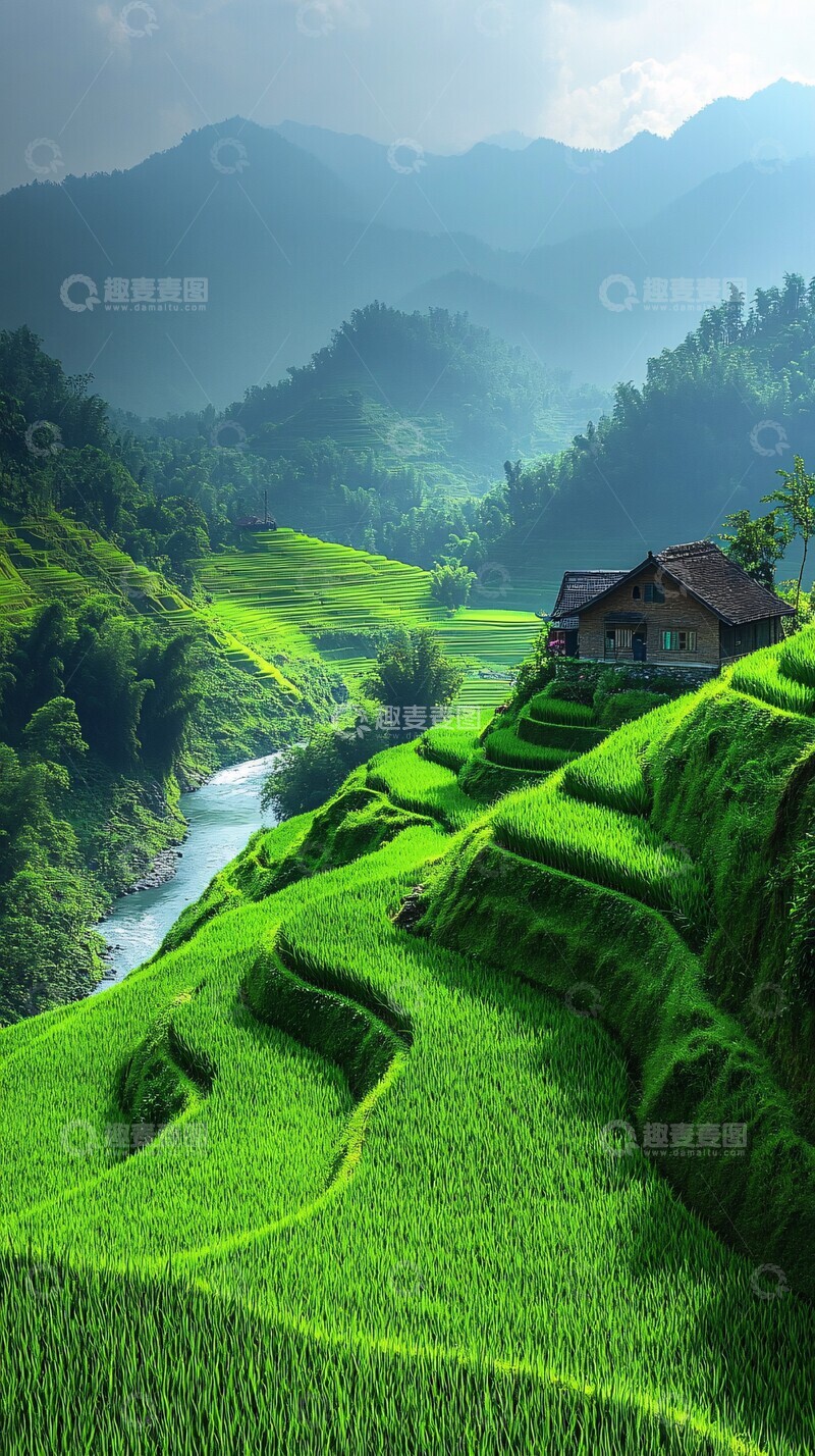 高清大图下载【趣麦麦图】青山绿水人家2